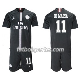 Camisetas Paris Saint Germain Di Maria 11 Jordan Negro Niño Tercera Equipacion 2018/2019